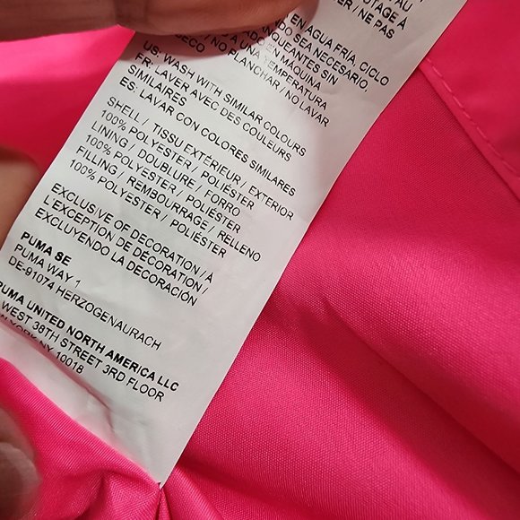 Puma NWT neon pink puffer full zip front vest girls size XXS 3/4 - Picture 6 of 7
